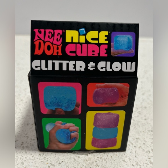 Nee Doh Nice Cube Glitter & Glow Super Solid Squish Pink NEW - Picture 6 of 7